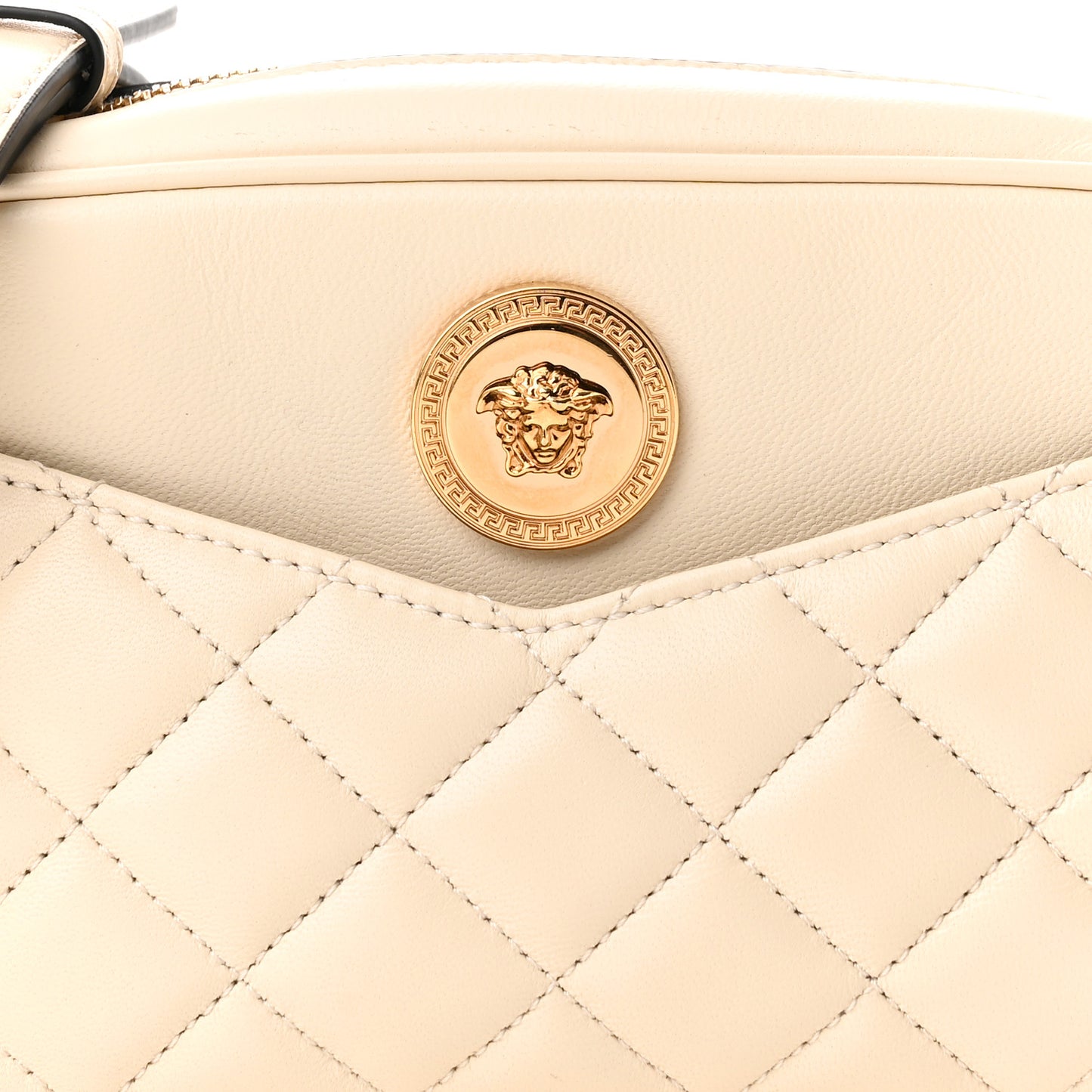 Nappa Quilted La Medusa Camera Bag Off White