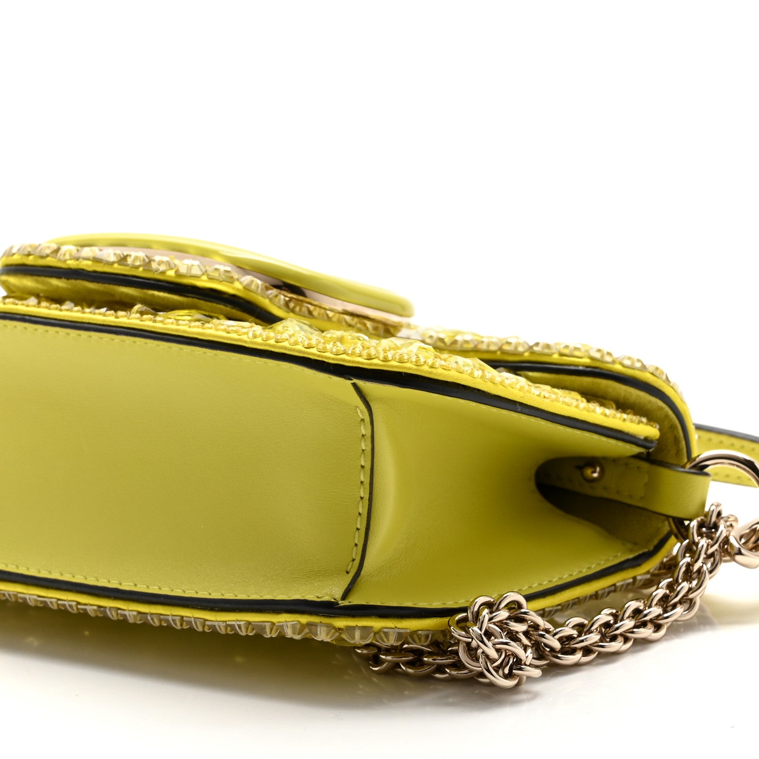 Valentino Garavani Crystal Nappa Enamel Vlogo Small Loco Shoulder Bag Lemon Cedar 9 of 9
