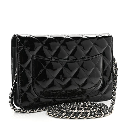 Chanel Patent Quilted Wallet On Chain WOC Black 3 of 12