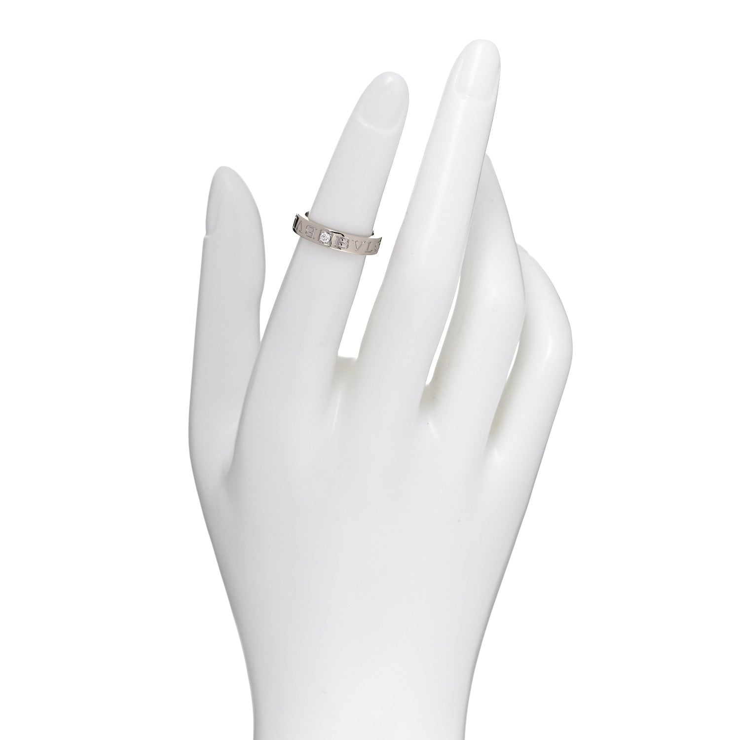 Bulgari 18K White Gold Diamond B.Zero1 Essential Band Ring 48 4.5 2 of 4