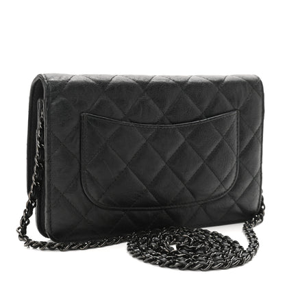 Chanel Crumpled Calfskin Quilted Wallet On Chain WOC So Black 3 of 12