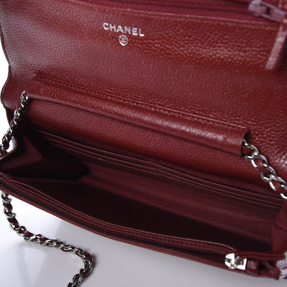 Chanel Caviar Quilted Wallet On Chain WOC Burgundy 5 of 8