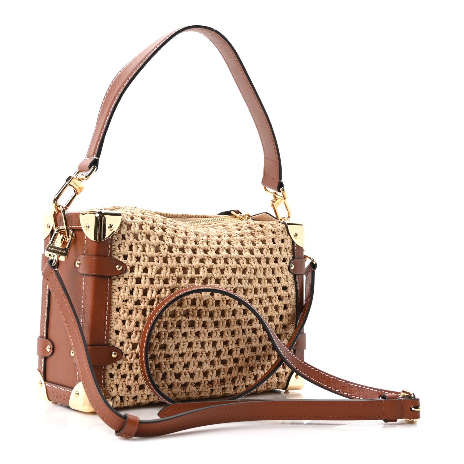 Louis Vuitton Raffia Side Trunk MM Natural Brown 3 of 9