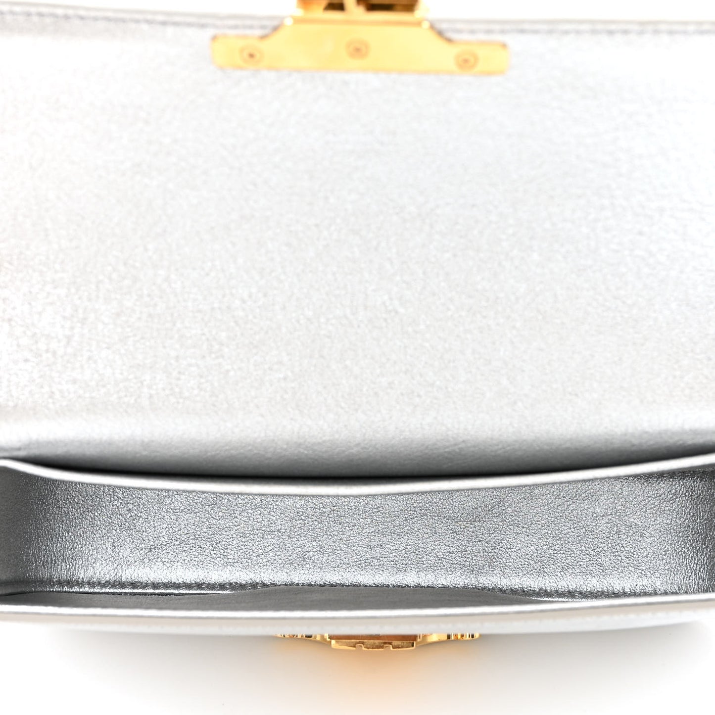 Laminated Calfskin Triomphe Embossed Claude Chain Shoulder Bag Silver