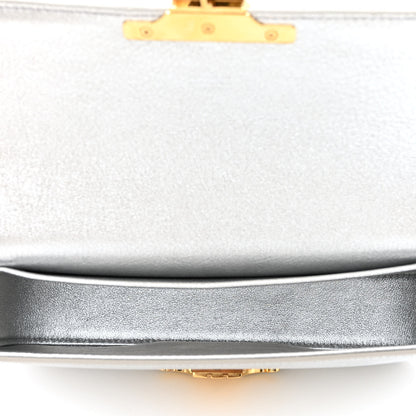 Celine Laminated Calfskin Triomphe Embossed Claude Chain Shoulder Bag Silver 5 of 12