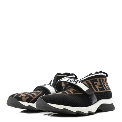 Fendi Stretch Yarn FF Stiff Band Rockoko Sneakers 39 Black White Tobacco 5 of 24