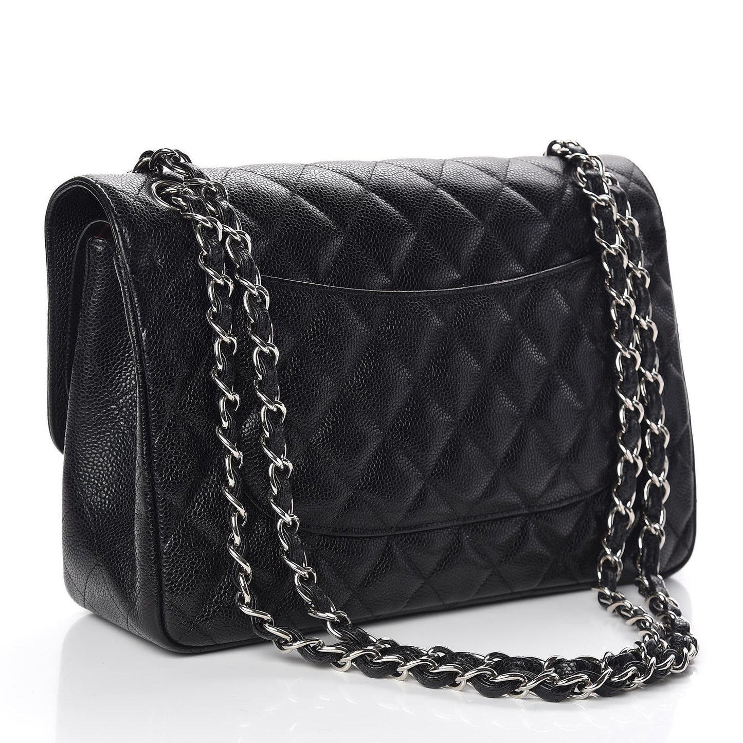 Caviar Quilted Jumbo Double Flap Black