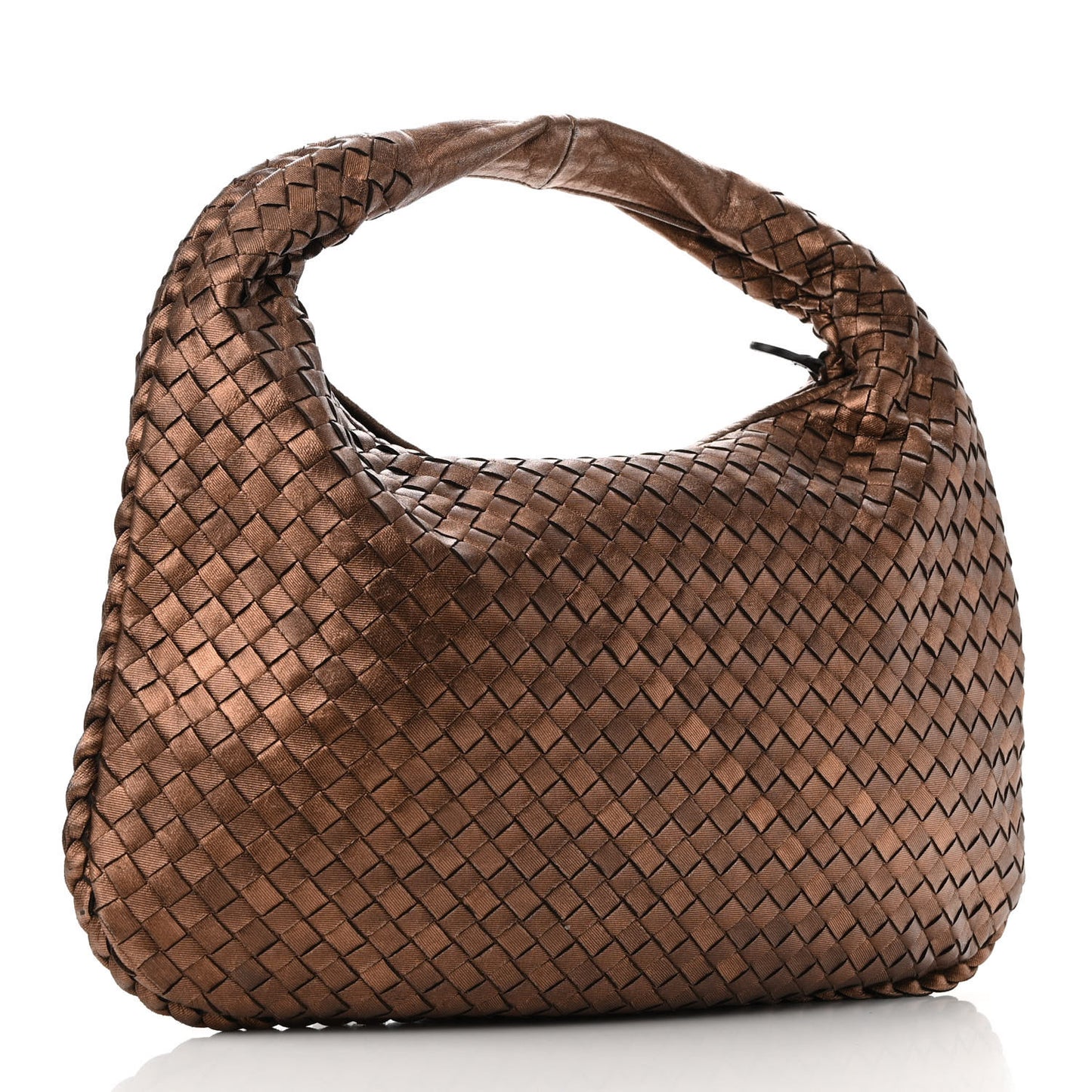 Metallic Nappa Intrecciato Medium Veneta Hobo Copper