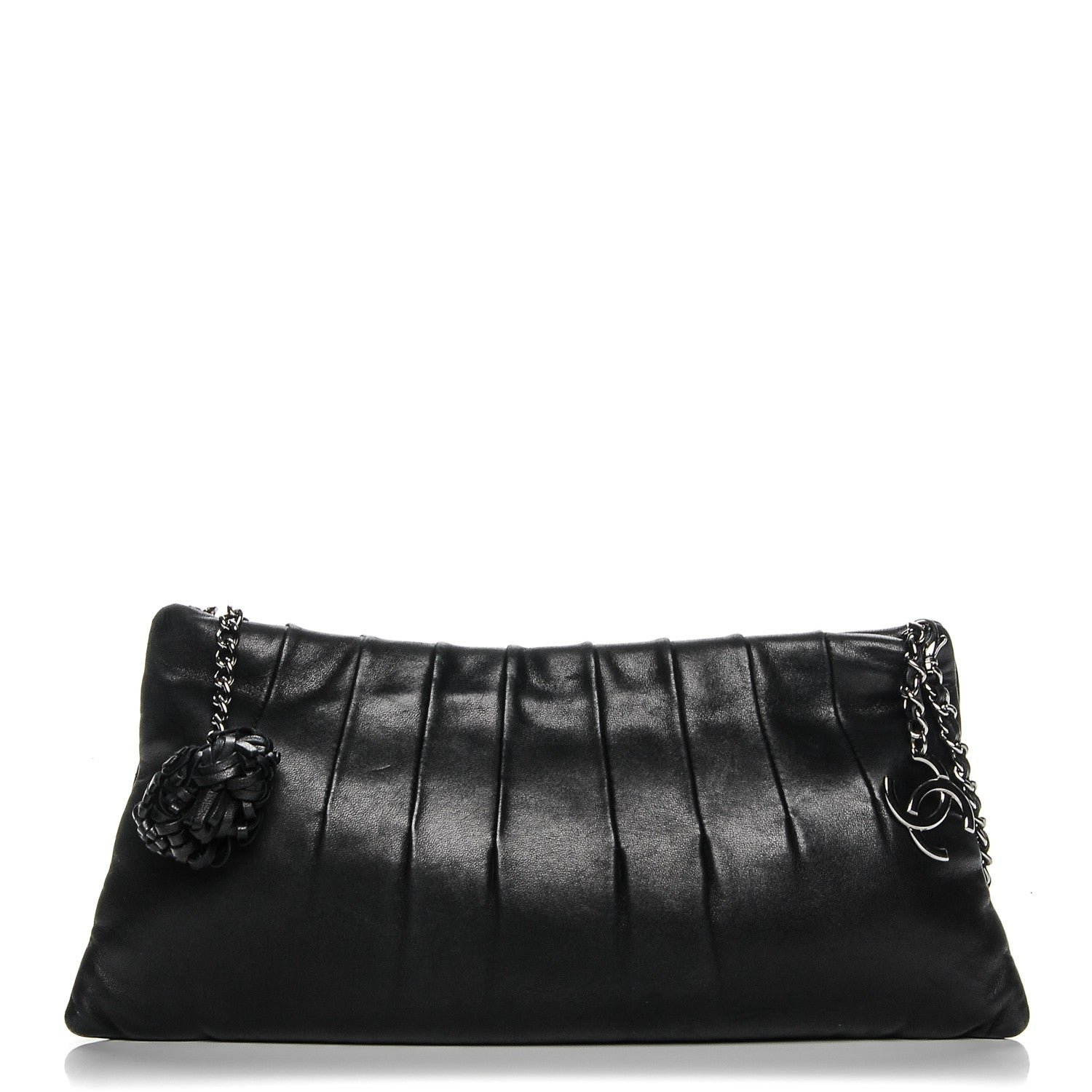 Chanel Lambskin Pleated Tassel Shoulder Bag Black 1 of 8