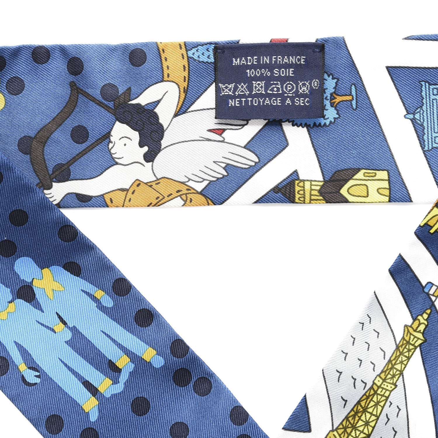 Hermes Silk Les Nouveaux Amoureux Twilly Bleu Moyen White 4 of 4