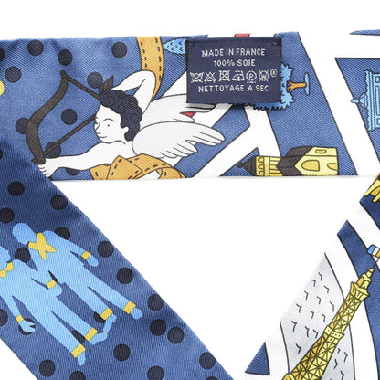 Hermes Silk Les Nouveaux Amoureux Twilly Bleu Moyen White 4 of 4