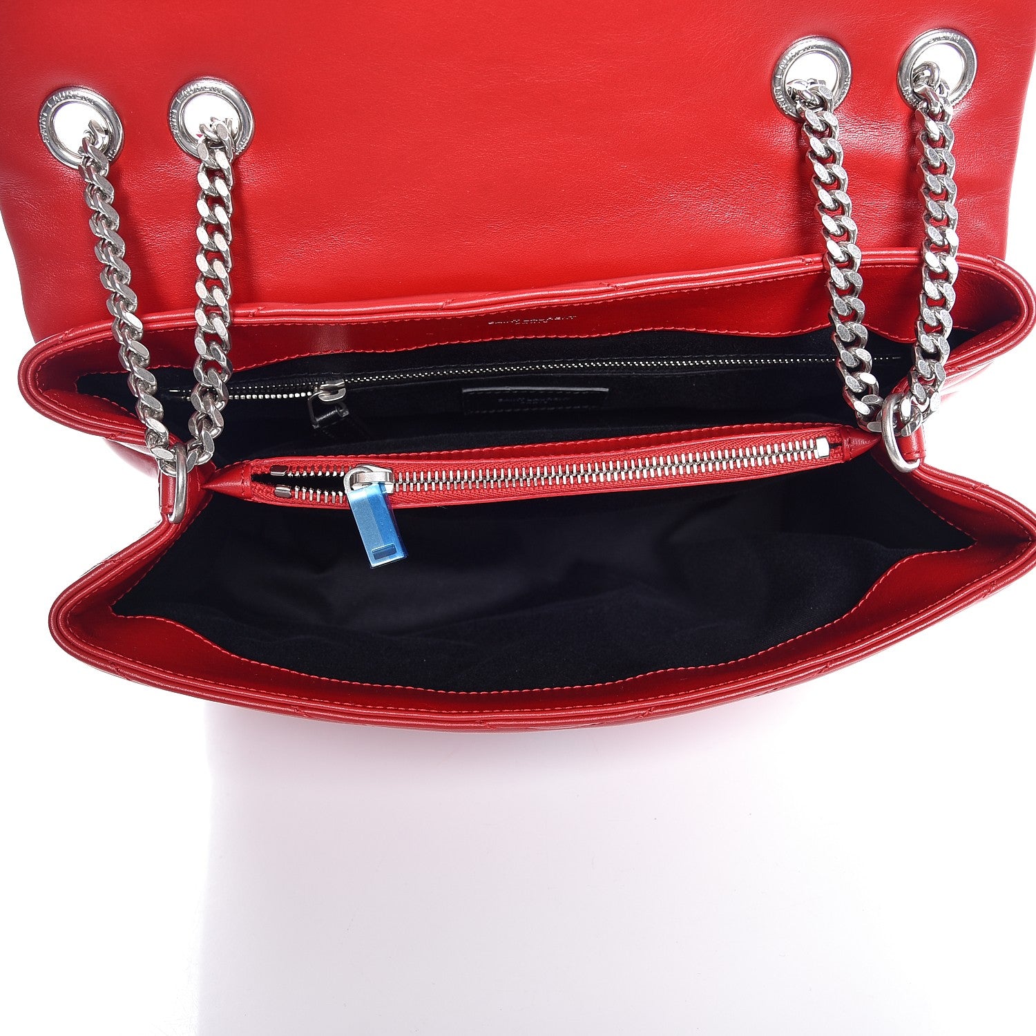 Saint Laurent Calfskin Y Quilted Monogram Medium Loulou Chain Satchel Red 5 of 7