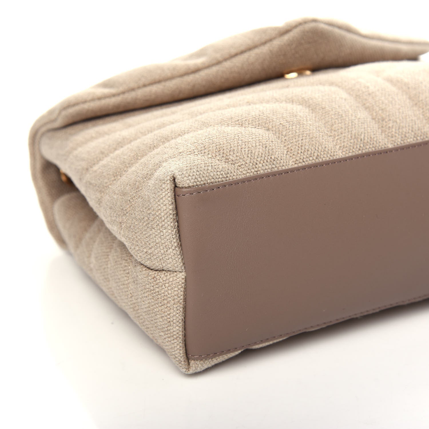 Saint Laurent Linen Y Quilted Monogram Small Loulou Chain Satchel Natural Taupe 8 of 9