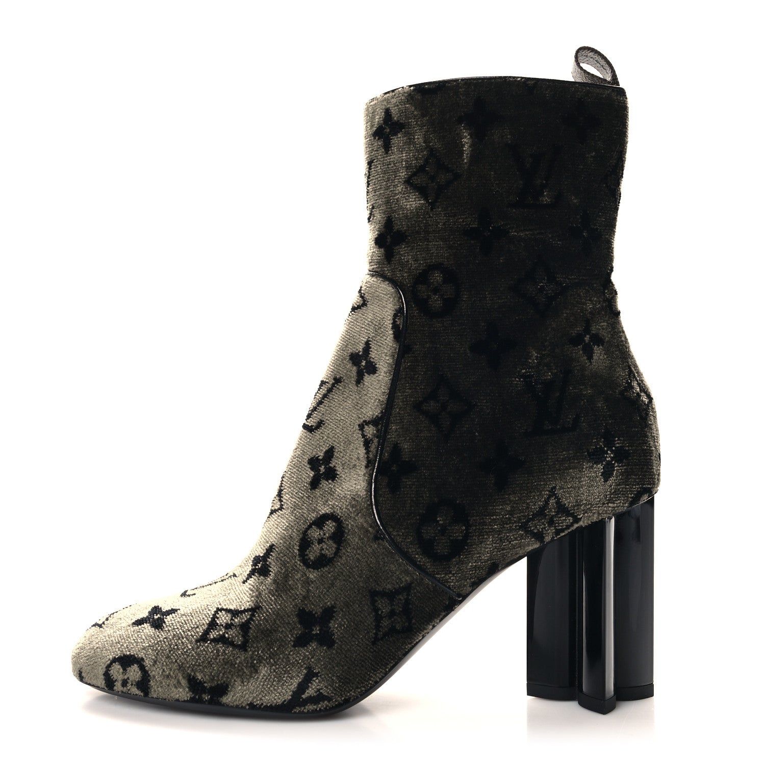 Louis Vuitton Velvet Monogram Silhouette Ankle Boots 39 Black Green 1 of 8