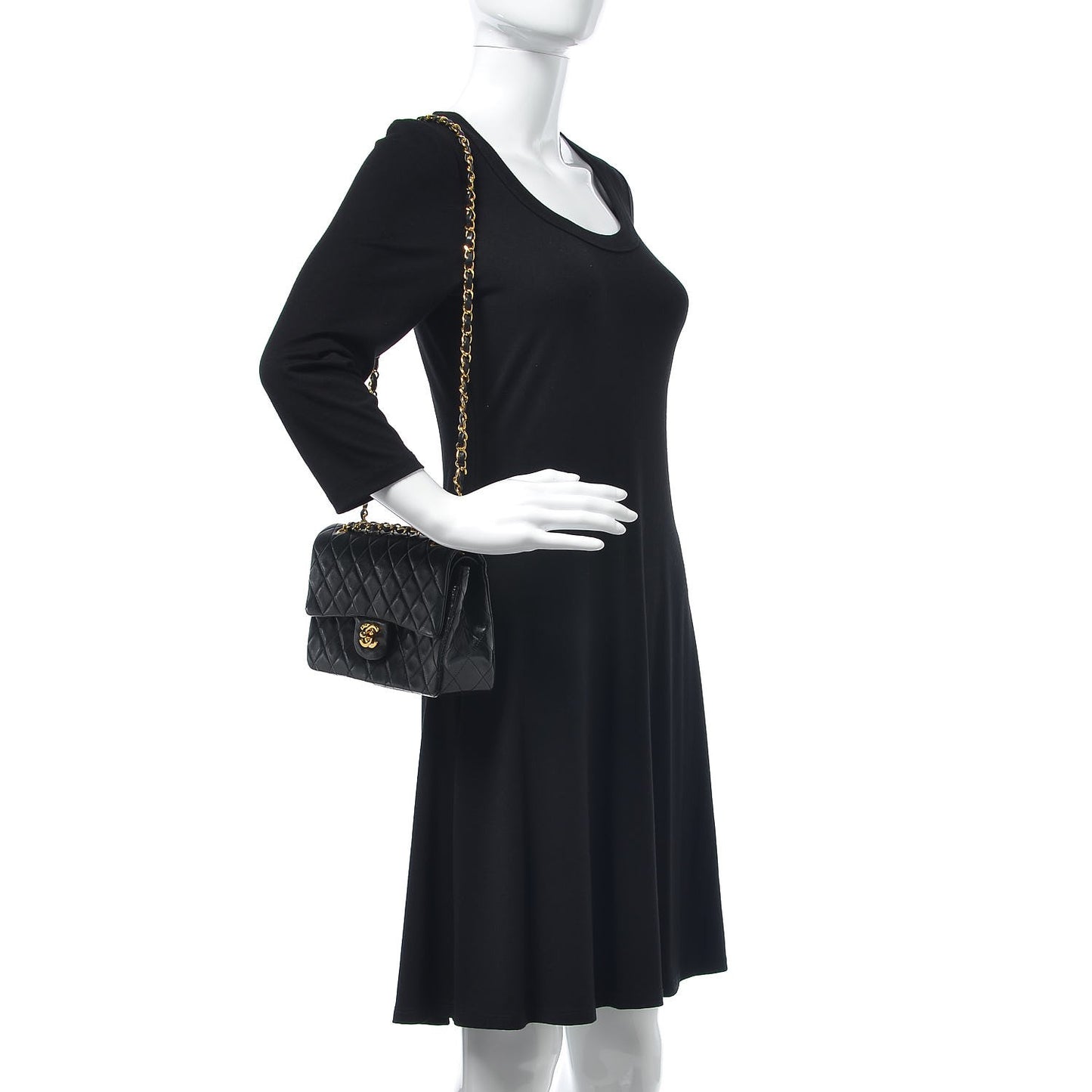 Lambskin Quilted Small Double Flap Black