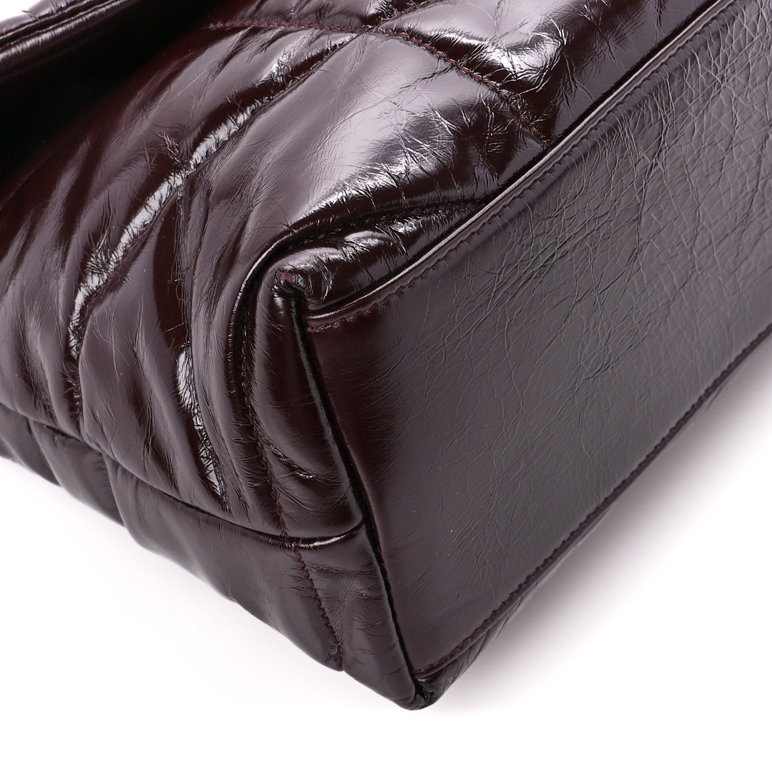 Saint Laurent Patent Quilted Small Loulou Puffer Monogram Chain Satchel Barolo 10 of 11