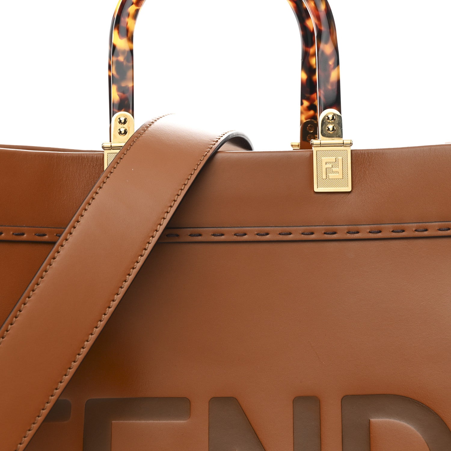 Fendi Vitello King Plexiglass Medium Fendi Sunshine Shopper Tote Cuoio 7 of 11