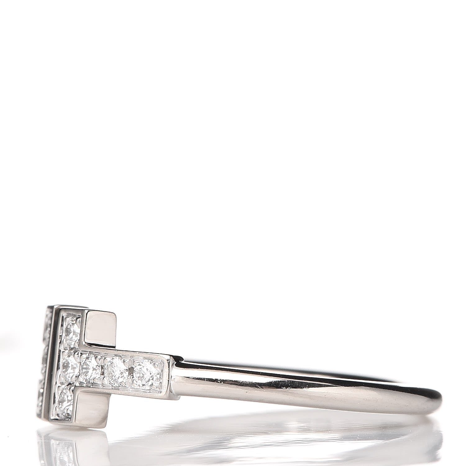 Tiffany 18K White Gold Diamond T Wire Ring 50 5.25 3 of 6