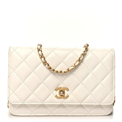Chanel Lambskin Quilted CC Pearl Crush Wallet on Chain WOC White 1 of 15