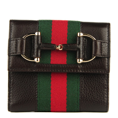 Gucci Calfskin Web Horsebit French Flap Wallet Brown 1 of 7