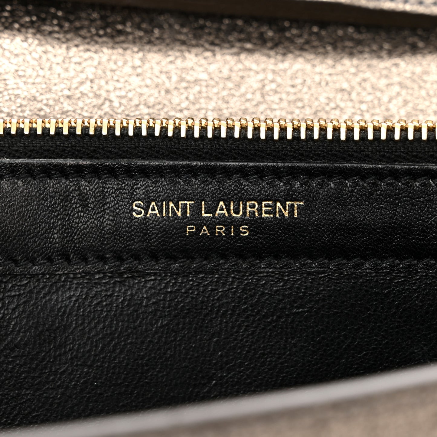 Grained Metallic Calfskin Monogram Chain Wallet Bronze