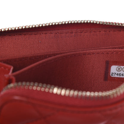 Chanel Lambskin Quilted Camellia Zip Coin Purse Red 7 of 8