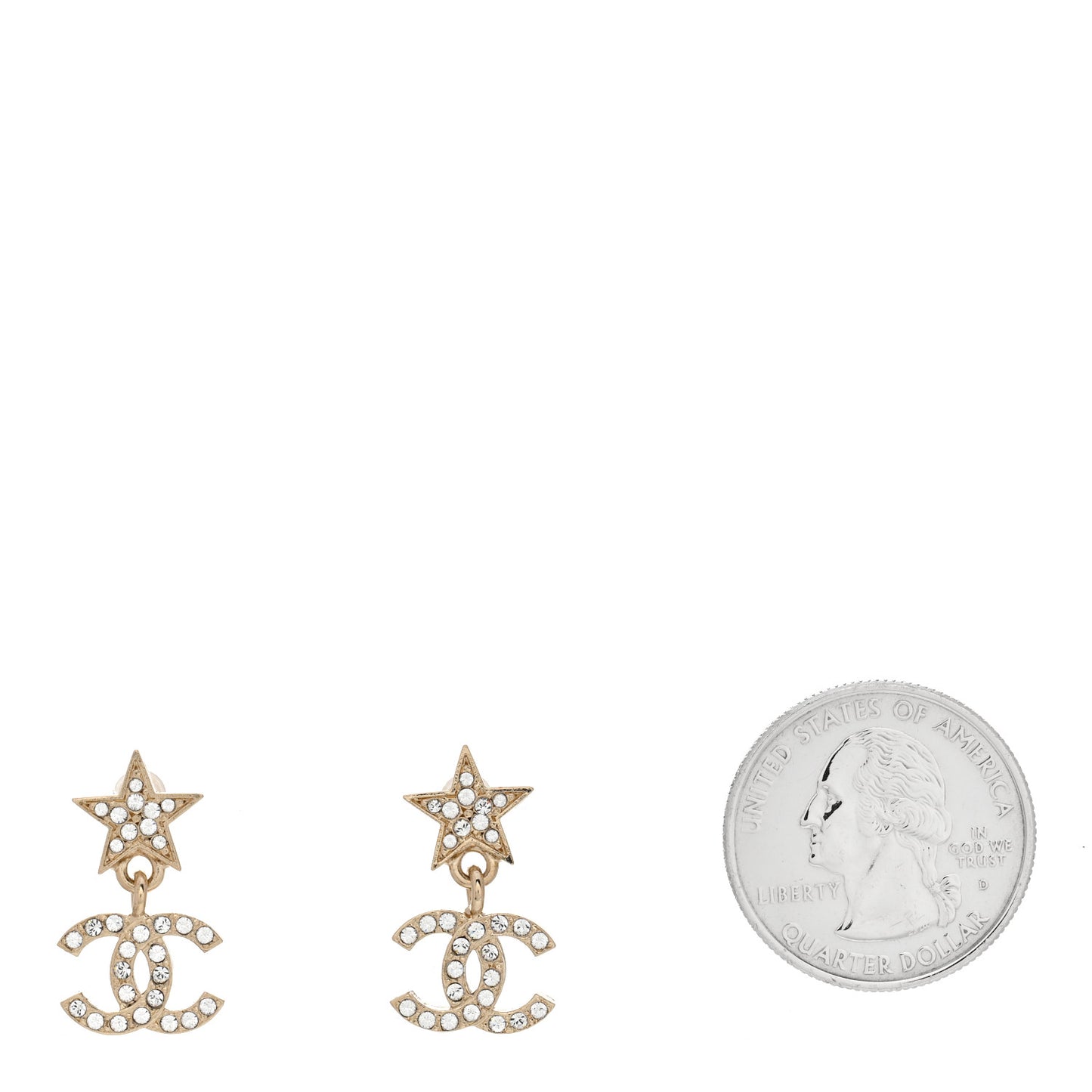 Crystal CC Star Drop Earrings Gold