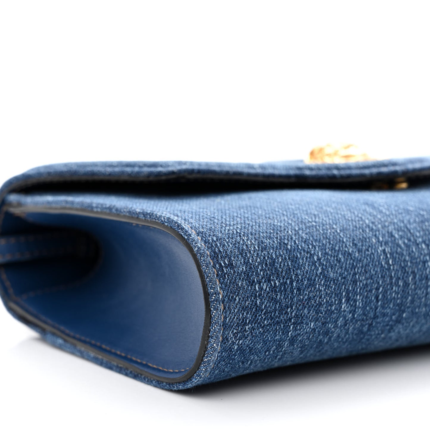 Denim La Medusa Wallet On Strap Navy Blue
