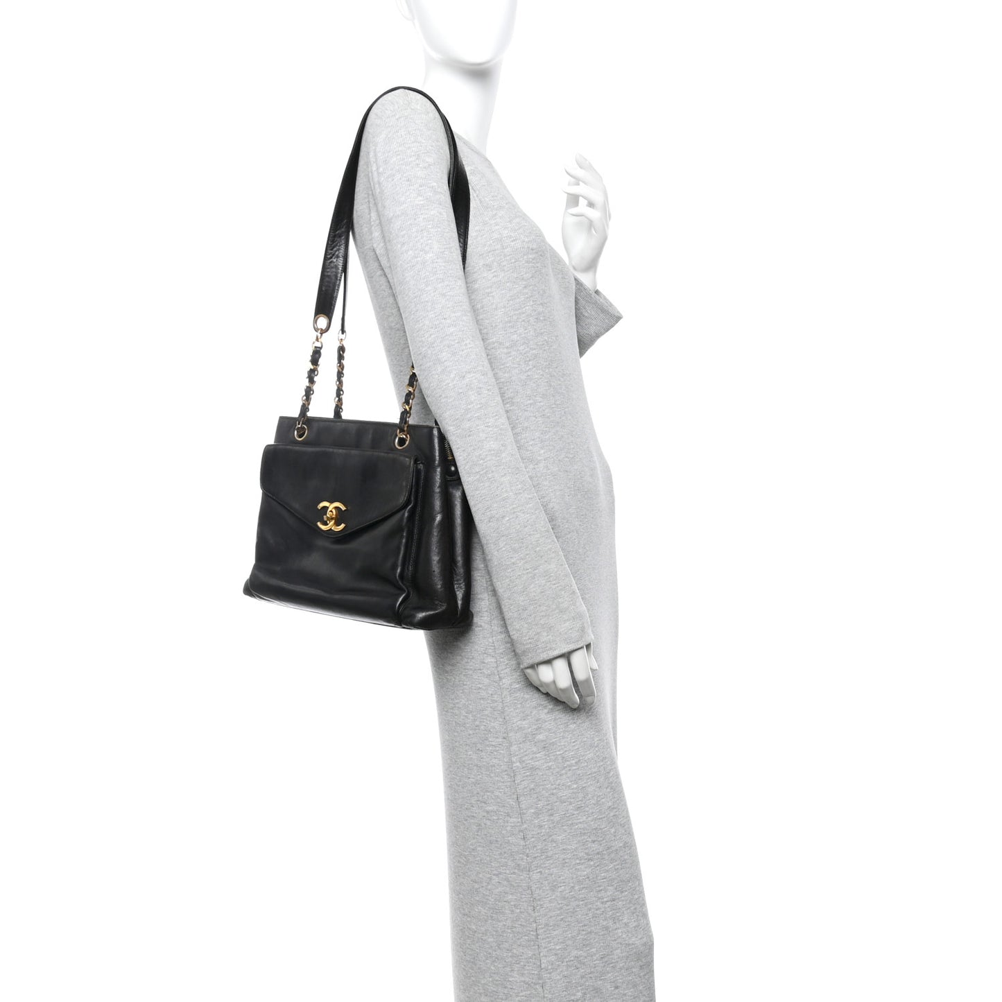 Lambskin Flap Shoulder Bag Black