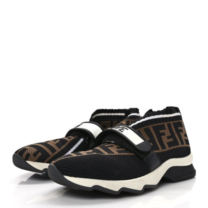 Fendi Stretch Yarn FF Stiff Band Rockoko Sneakers 35.5 Black White Tobacco 3 of 7