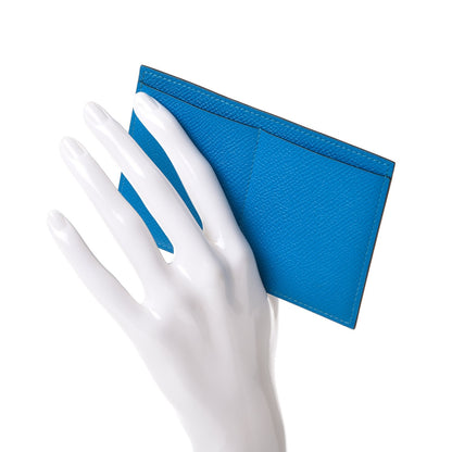 Hermes Epsom Passant Compact Wallet Card Holder Insert Bleu Zanzibar 2 of 5