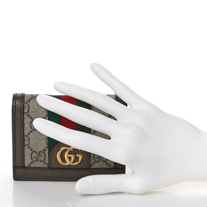 Gucci GG Supreme Monogram Web Ophidia Card Case Beige New Acero 2 of 8