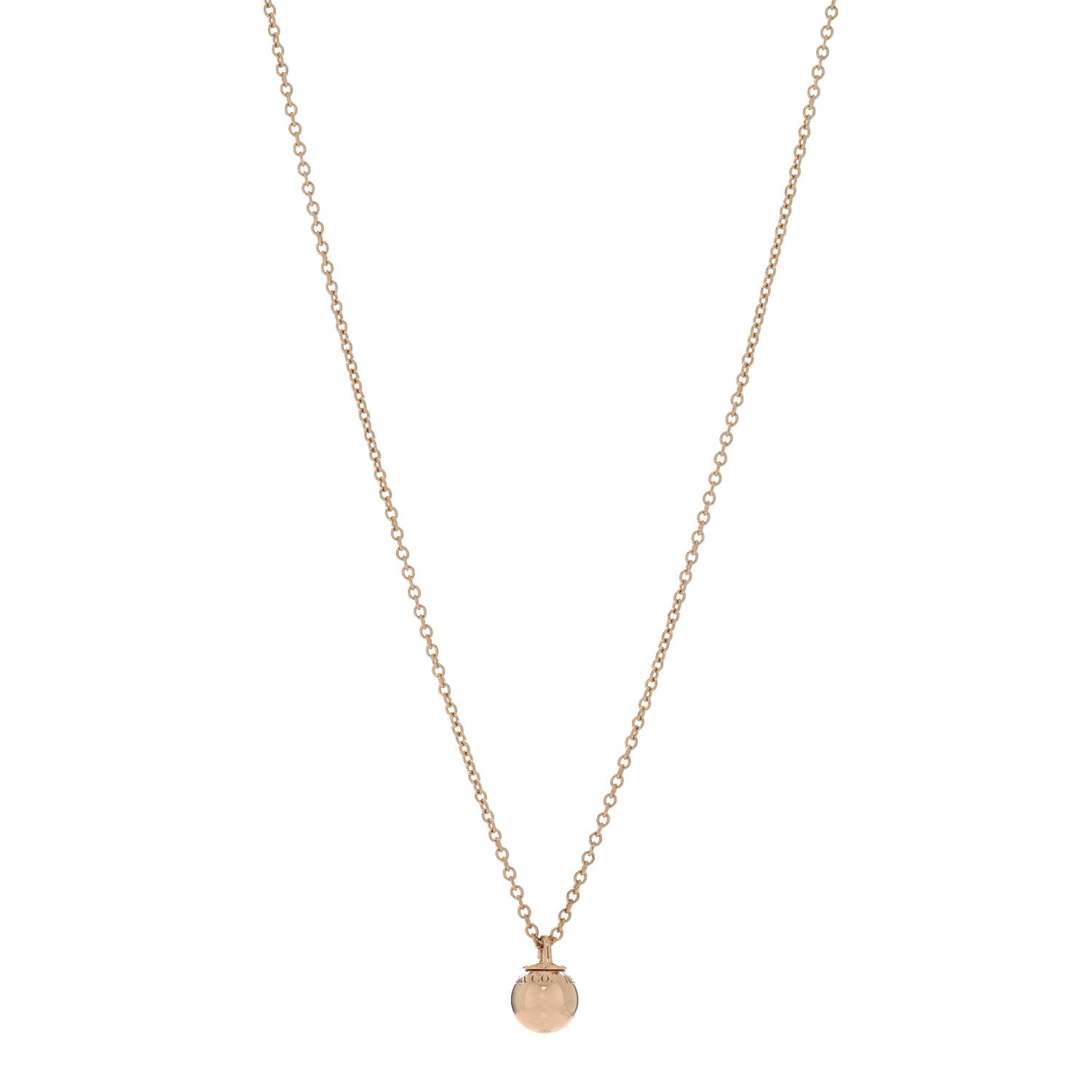 Tiffany 18K Rose Gold 8mm HardWear Ball Pendant Necklace 1 of 5