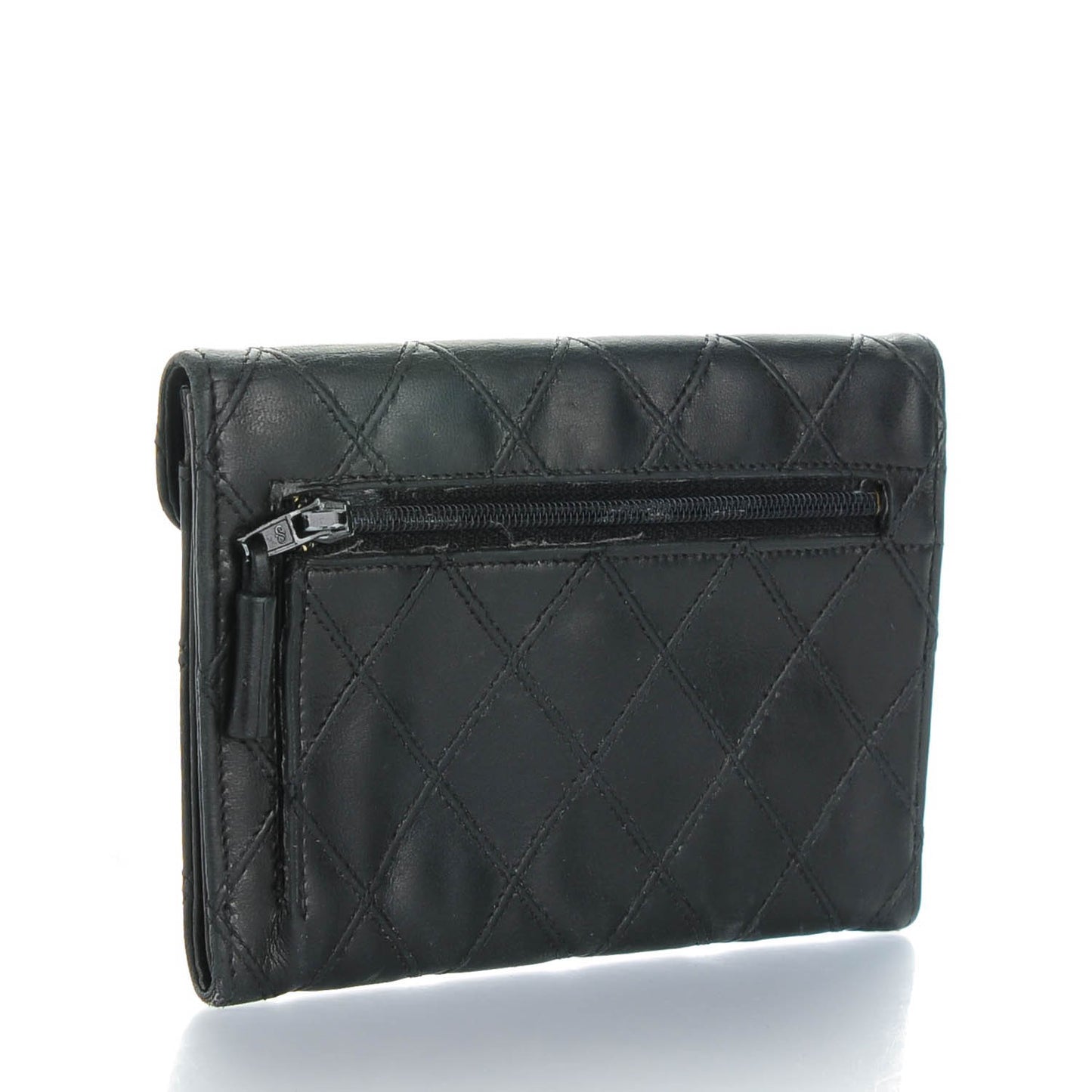 Lambskin Diamond Stitched Wallet Black
