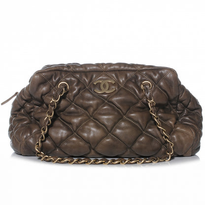 Chanel Lambskin Bubble Quilt Bowler Dark Beige 1 of 7