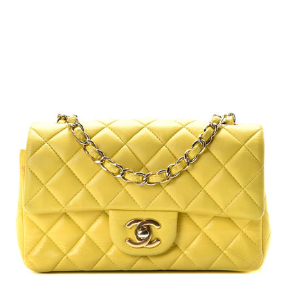 Chanel Lambskin Quilted Mini Rectangular Flap Light Yellow 1 of 7