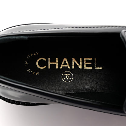Chanel Shiny Calfskin Quilted CC Mocassin Loafers 35 Black 8 of 10