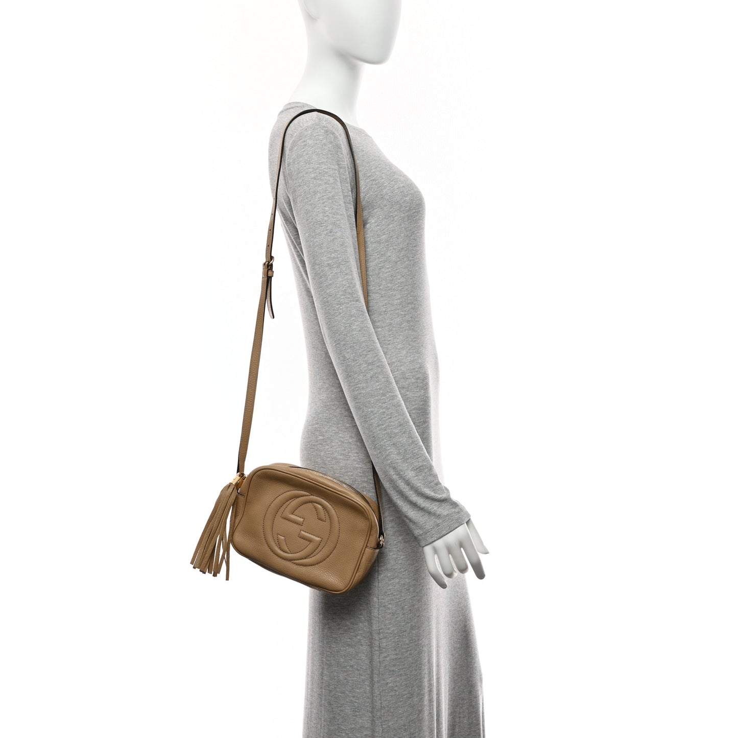 Pebbled Calfskin Small Soho Disco Bag Rose Beige
