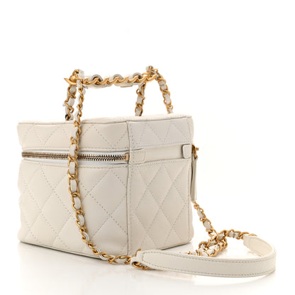 Chanel Calfskin Quilted Small Vanity Case With Chain White 4 of 12