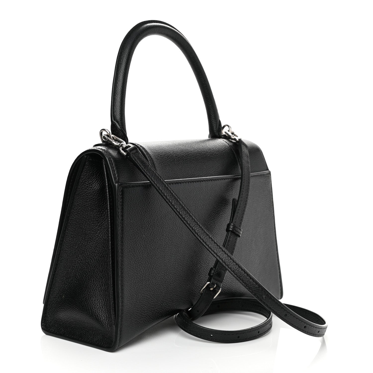 Balenciaga Grained Calfskin Medium Hourglass Top Handle Bag Black 2 of 10