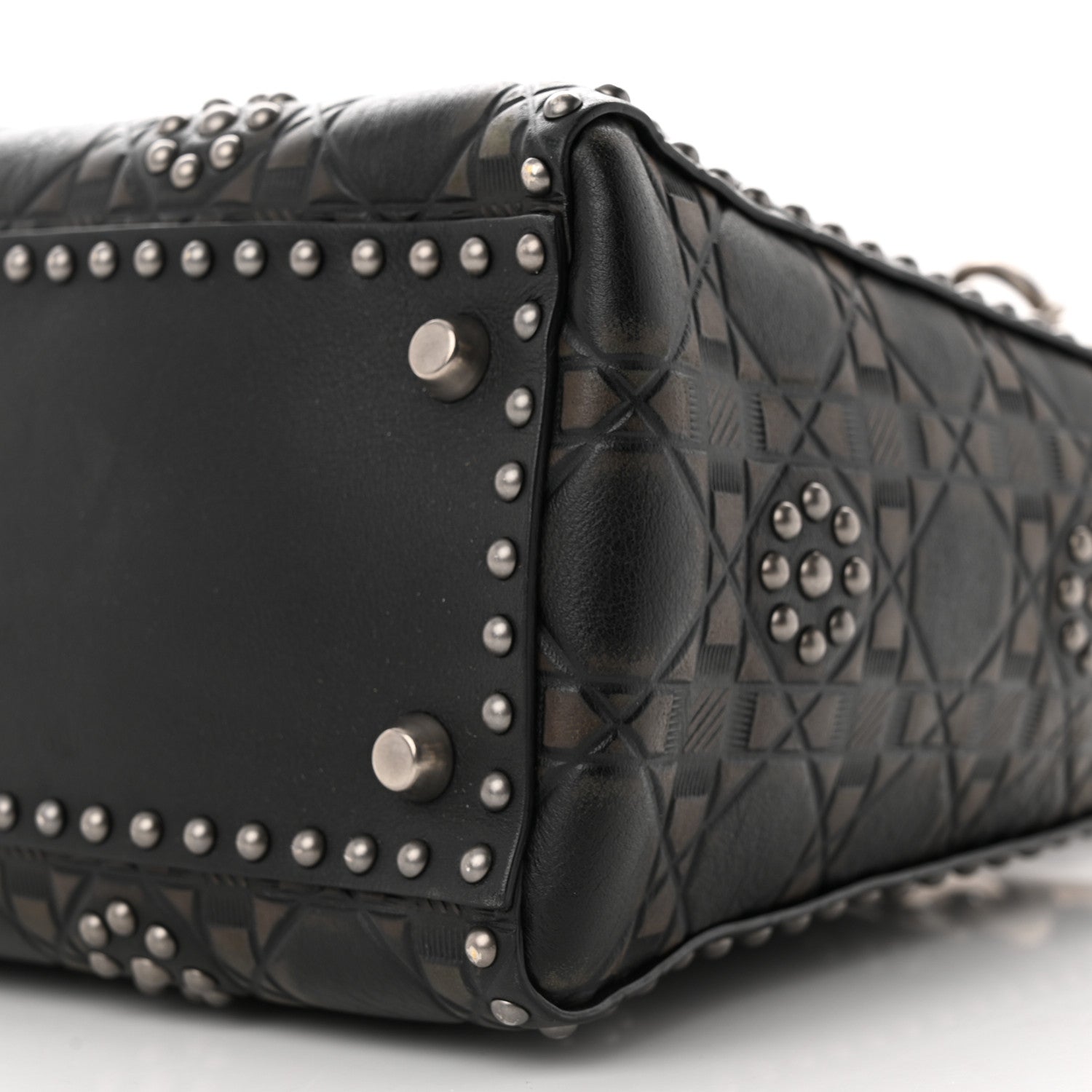 Christian Dior Calfskin Studded Flower Medium Lady Dior Black 9 of 11