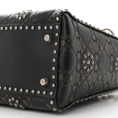 Christian Dior Calfskin Studded Flower Medium Lady Dior Black 9 of 11
