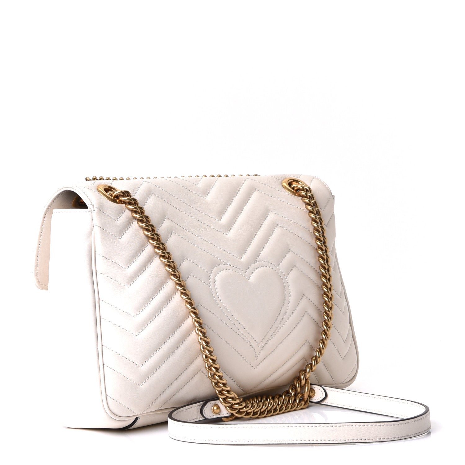 Gucci Calfskin Matelasse Medium GG Marmont Shoulder Bag White 2 of 6