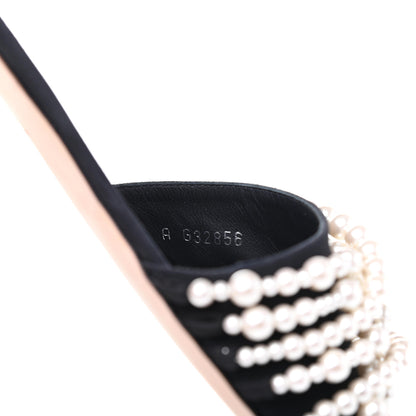 Chanel Satin Pearl Flat Sandals 40 Black 9 of 11