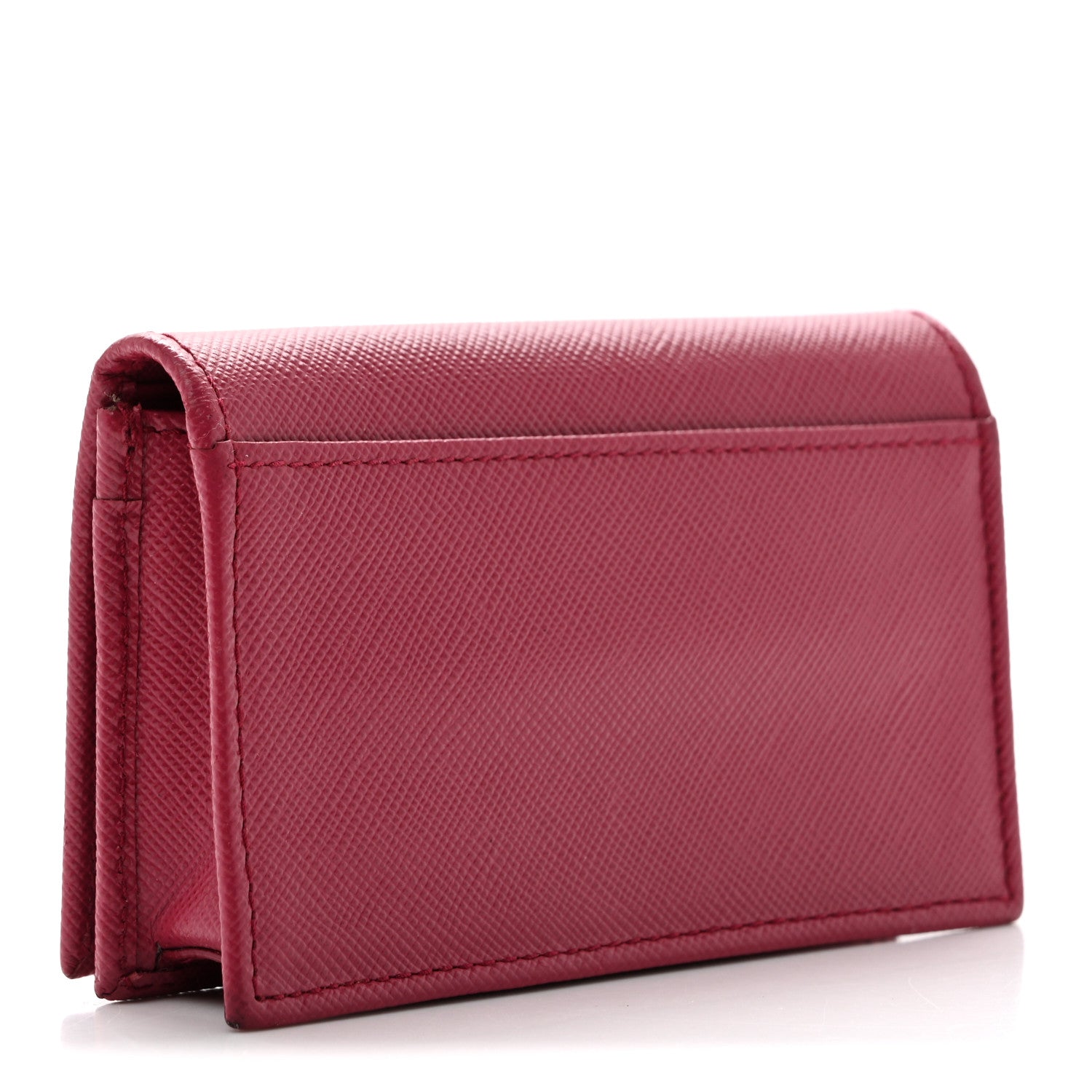 Prada Saffiano Metal Bi-Fold Card Holder Wallet Peonia 3 of 6
