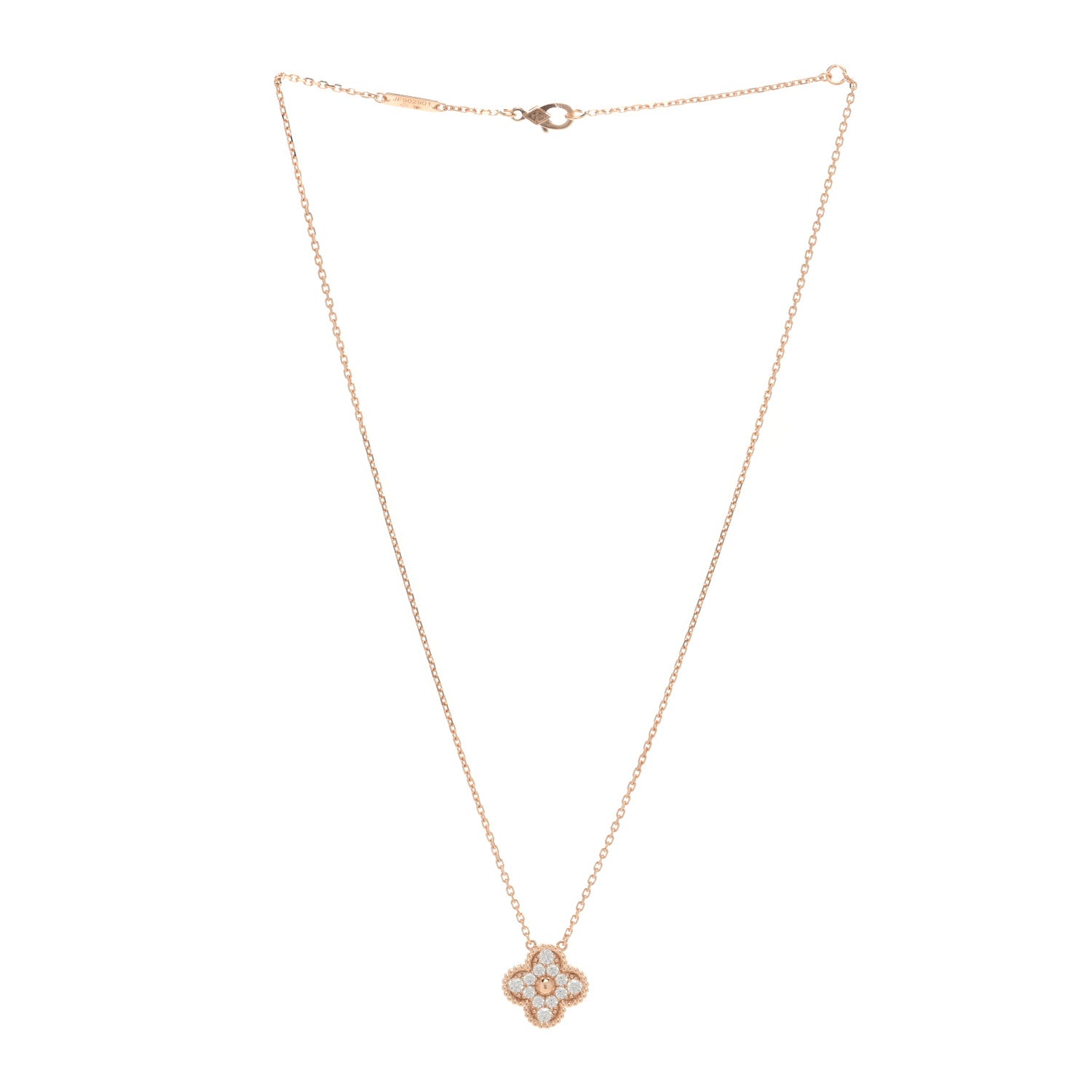 Van Cleef & Arpels 18K Rose Gold Diamond Vintage Alhambra Pendant Necklace 2 of 4