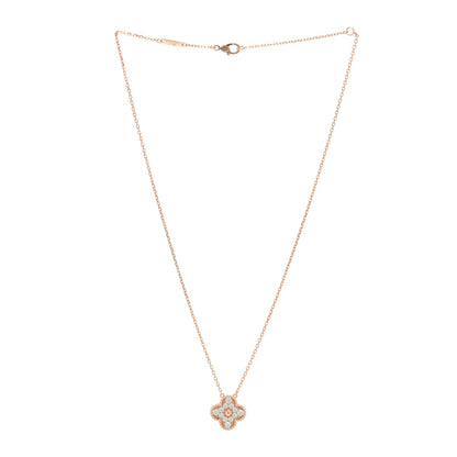 Van Cleef & Arpels 18K Rose Gold Diamond Vintage Alhambra Pendant Necklace 2 of 4
