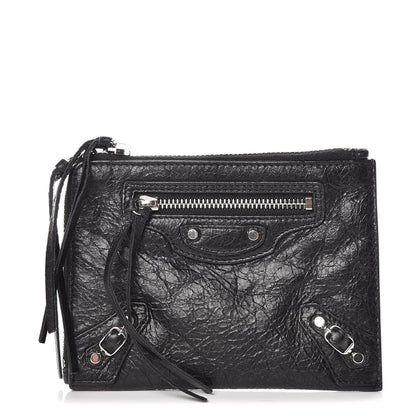 Balenciaga Agneau Arena Classic Silver Hardware Mini Pouch Black 1 of 7