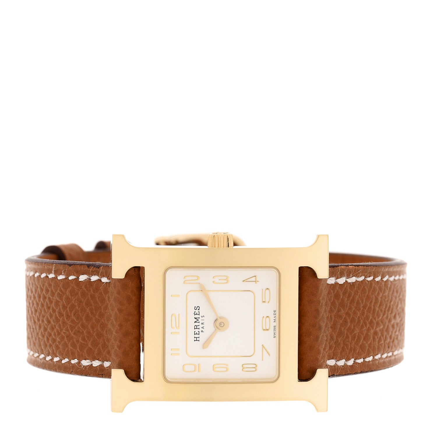 Hermes Stainless Steel Epsom 21mm Heure H Hour Quartz Watch Gold 2 of 5