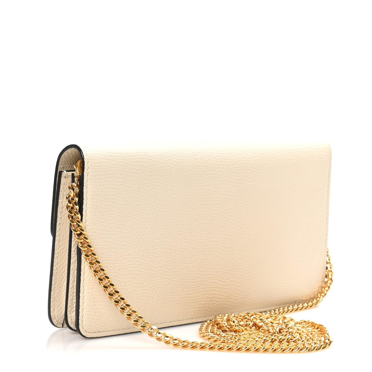 Valentino Garavani Grainy Calfskin VLogo Wallet With Chain Light Ivory 2 of 10